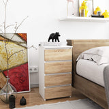 Commode à quatre tiroirs, élégante, pour intérieurs minimalistes, 74 cm de hauteur et 40 cm de largeur, salon, chambre, couloir, placard, buffet, buffet haut, nombreux rangements, blanc