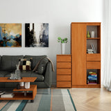 Kommode mit fünf Schubladen, elegant, für minimalistische Innenräume, 92 cm hoch und 40 cm breit, Wohnzimmer, Schlafzimmer, Flur, Schrank, Sideboard, Highboard, viel Stauraum