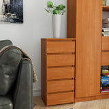 Kommode mit fünf Schubladen, elegant, für minimalistische Innenräume, 92 cm hoch und 40 cm breit, Wohnzimmer, Schlafzimmer, Flur, Schrank, Sideboard, Highboard, viel Stauraum