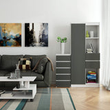 Kommode mit fünf Schubladen, elegant, für minimalistische Innenräume, 92 cm hoch und 40 cm breit, Wohnzimmer, Schlafzimmer, Flur, Schrank, Sideboard, Highboard, viel Stauraum