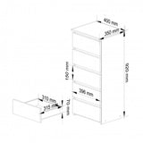 Kommode mit fünf Schubladen, elegant, für minimalistische Innenräume, 92 cm hoch und 40 cm breit, Wohnzimmer, Schlafzimmer, Flur, Schrank, Sideboard, Highboard, viel Stauraum