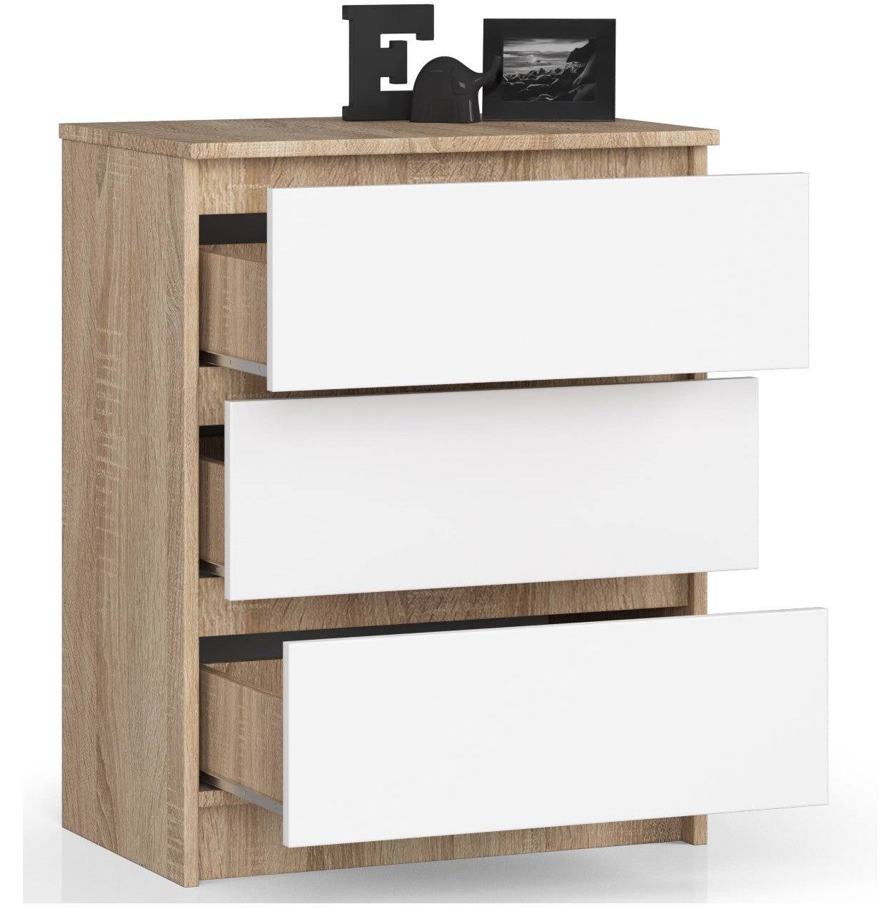 Kommode mit drei Schubladen 60 cm breit, Wohnzimmer, Schlafzimmer, Flur, Schrank, Sideboard, Highboard, viel Stauraum