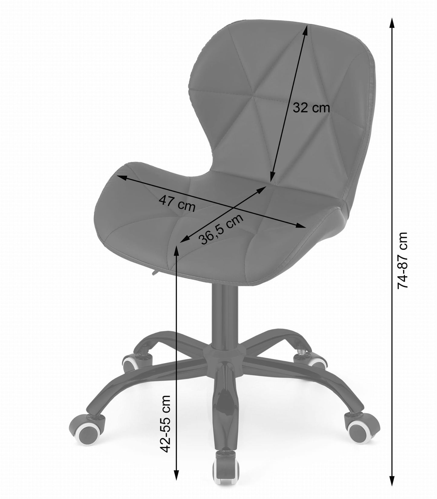 Chaise pivotante pour chambre d'enfant ou bureau réglable en hauteur Hauteur d'assise ergonomique, base à 5 rayons sur roulettes en caoutchouc pour une mobilité fluide Rotation à 360 degrés