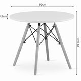 Table basse blanche, ronde d'un diamètre de 60 cm, hauteur 49,5 cm, table ronde en bois idéale pour la salle à manger ou le salon Panneau MDF durable avec pieds en bois de hêtre finition mate renforcés par un cadre en acier