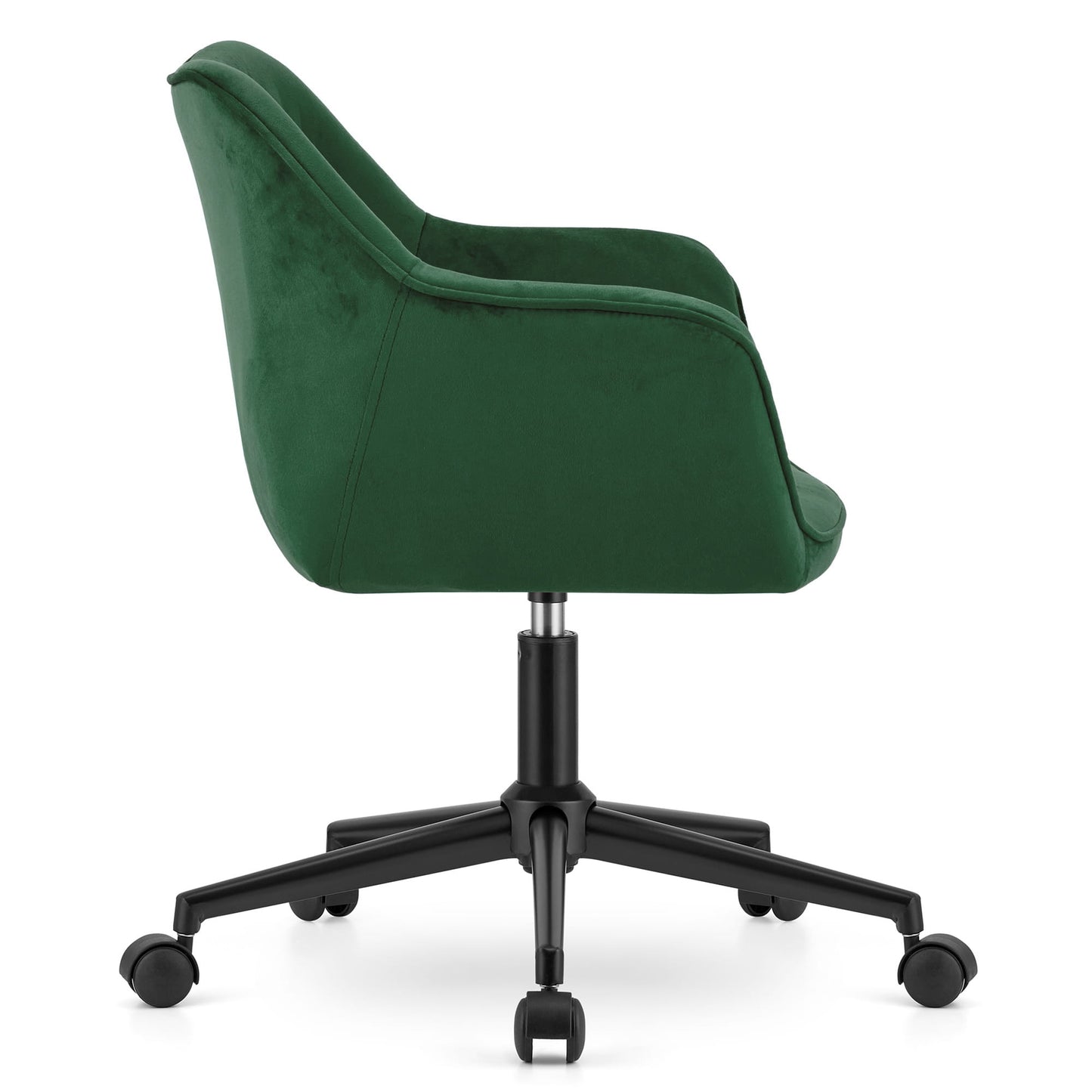 Chaise pivotante avec siège rembourré en velours entièrement pivotant, réglable en hauteur de 79,5 à 88,5 cm, design ergonomique pour home studio ou chambre d'enfant, assise confortable, structure métallique à 5 bras sur roulettes