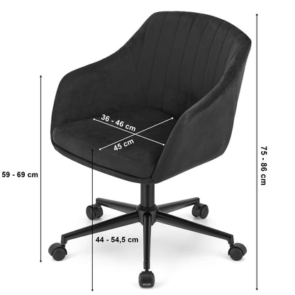 Chaise pivotante avec hauteur d'assise réglable, design ergonomique pour les home studios et les chambres d'enfants, avec structure en métal durable à 5 bras sur roulettes, parfaite pour des heures d'utilisation