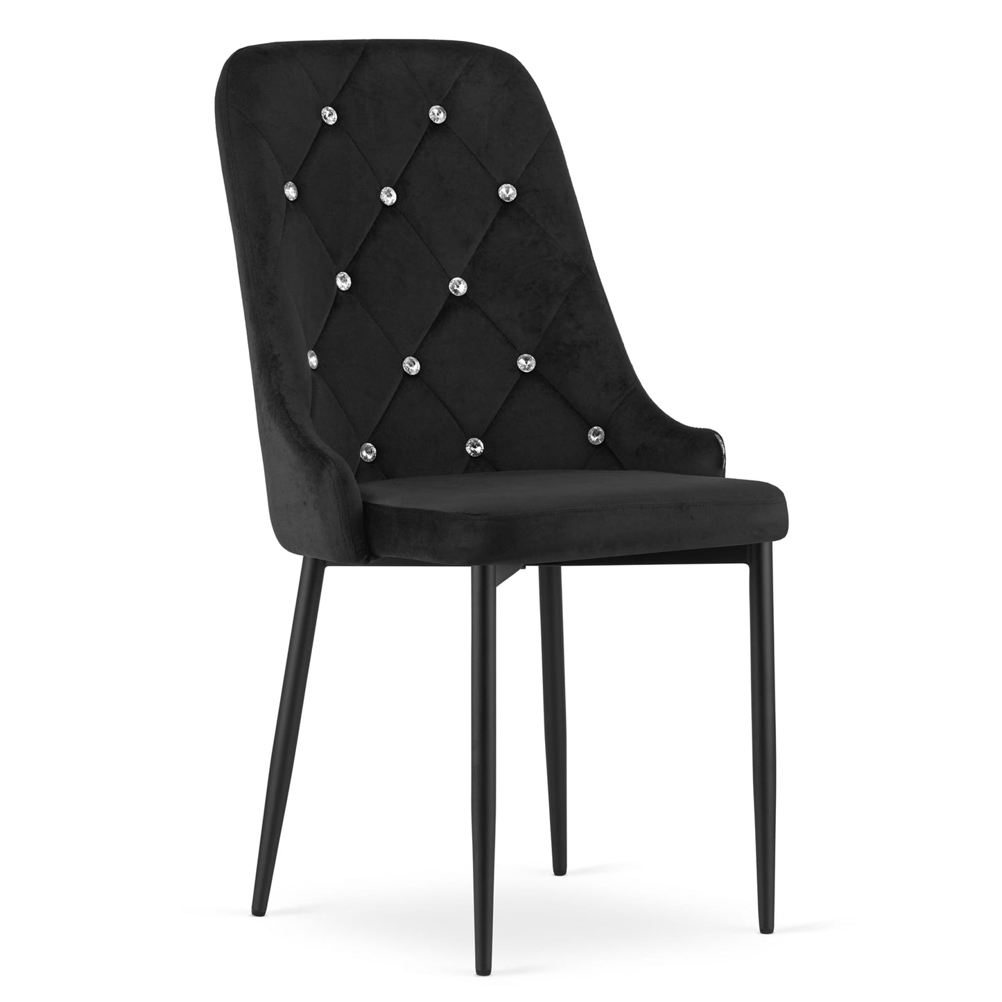 Chaise noire pour salon et bureau - Chaise en velours Design moderne, hauteur ergonomique réglable, pieds en métal robustes, revêtement en velours, 93 cm de hauteur, 48 cm de largeur, 56 cm de profondeur