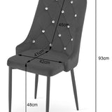 Chaise noire pour salon et bureau - Chaise en velours Design moderne, hauteur ergonomique réglable, pieds en métal robustes, revêtement en velours, 93 cm de hauteur, 48 cm de largeur, 56 cm de profondeur