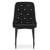 Chaise noire pour salon et bureau - Chaise en velours Design moderne, hauteur ergonomique réglable, pieds en métal robustes, revêtement en velours, 93 cm de hauteur, 48 cm de largeur, 56 cm de profondeur