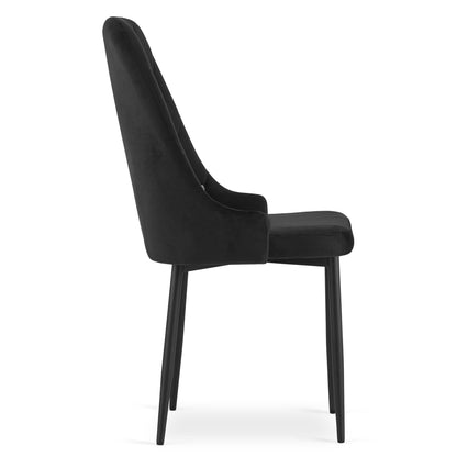 Chaise noire pour salon et bureau - Chaise en velours Design moderne, hauteur ergonomique réglable, pieds en métal robustes, revêtement en velours, 93 cm de hauteur, 48 cm de largeur, 56 cm de profondeur