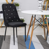 Chaise noire pour salon et bureau - Chaise en velours Design moderne, hauteur ergonomique réglable, pieds en métal robustes, revêtement en velours, 93 cm de hauteur, 48 cm de largeur, 56 cm de profondeur