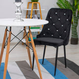 Chaise noire pour salon et bureau - Chaise en velours Design moderne, hauteur ergonomique réglable, pieds en métal robustes, revêtement en velours, 93 cm de hauteur, 48 cm de largeur, 56 cm de profondeur