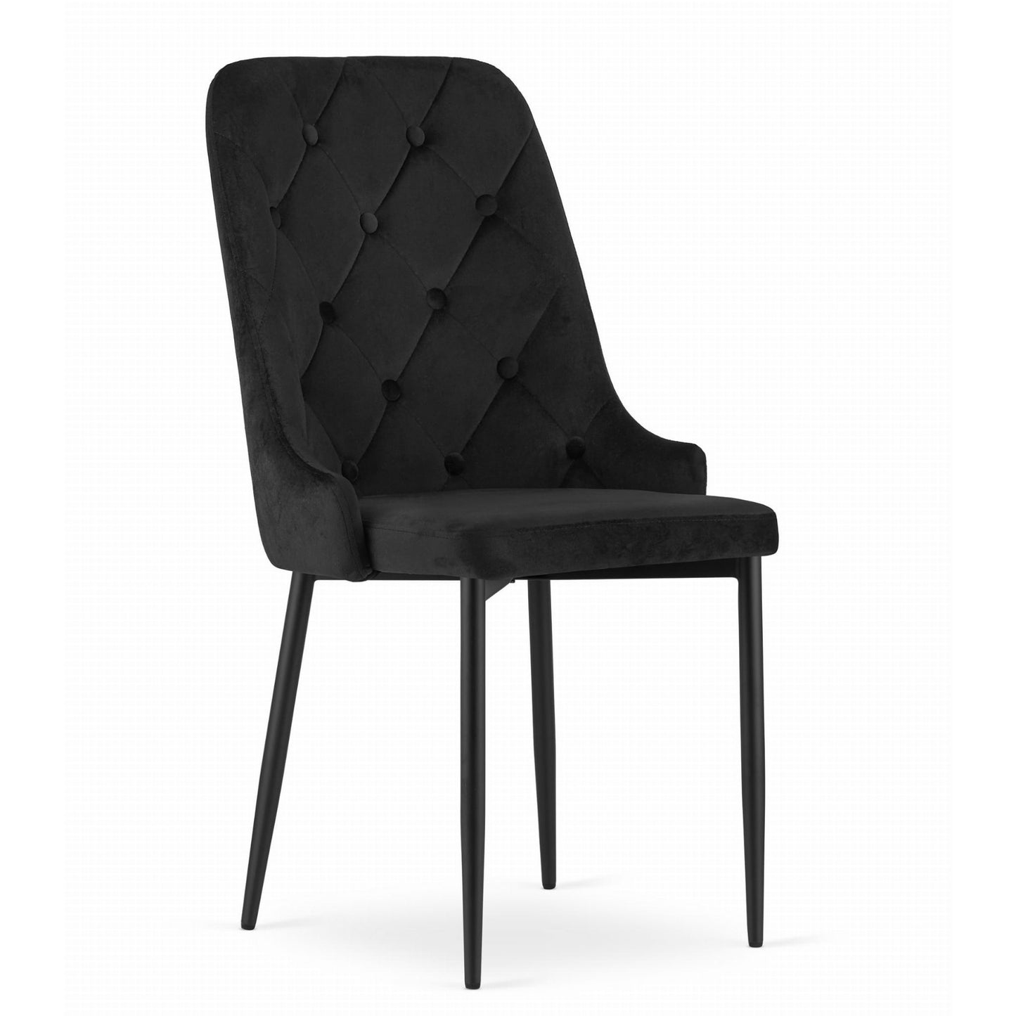 Chaise de salle à manger, chaise de cuisine, chaise de bureau, siège en velours avec pieds en métal noir, charge de siège de 120 kg, siège ergonomique confortable rembourré en velours doux, pieds noirs