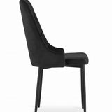 Esszimmerstuhl Küchenstuhl Bürostuhl Stuhl Samtiges Sitzmaterial mit schwarzen Metallbeinen, 120 kg Sitzlast, Bequemer ergonomischer, weicher samtgepolsterter Sitz, schwarze Beine