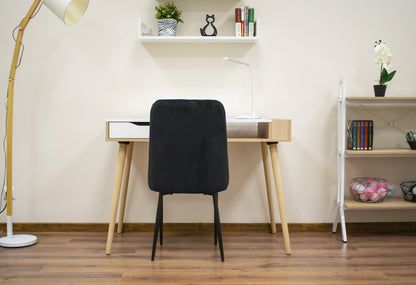 Chaise de salle à manger, chaise de cuisine, chaise de bureau, siège en velours avec pieds en métal noir, charge de siège de 120 kg, siège ergonomique confortable rembourré en velours doux, pieds noirs