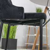 Esszimmerstuhl Küchenstuhl Bürostuhl Stuhl Samtiges Sitzmaterial mit schwarzen Metallbeinen, 120 kg Sitzlast, Bequemer ergonomischer, weicher samtgepolsterter Sitz, schwarze Beine