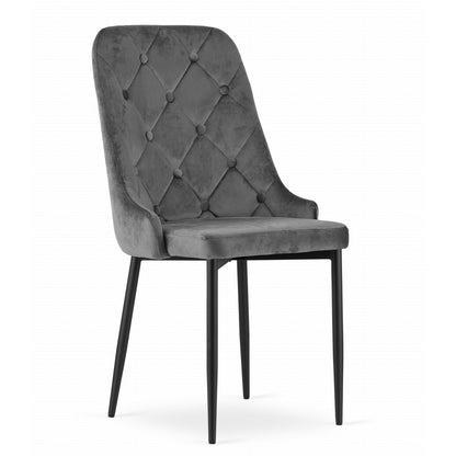 Chaise de salle à manger, chaise de cuisine, chaise de bureau, siège en velours avec pieds en métal noir, charge de siège de 120 kg, siège ergonomique confortable rembourré en velours doux, pieds noirs