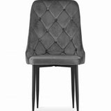 Esszimmerstuhl Küchenstuhl Bürostuhl Stuhl Samtiges Sitzmaterial mit schwarzen Metallbeinen, 120 kg Sitzlast, Bequemer ergonomischer, weicher samtgepolsterter Sitz, schwarze Beine