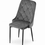 Esszimmerstuhl Küchenstuhl Bürostuhl Stuhl Samtiges Sitzmaterial mit schwarzen Metallbeinen, 120 kg Sitzlast, Bequemer ergonomischer, weicher samtgepolsterter Sitz, schwarze Beine