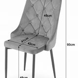Esszimmerstuhl Küchenstuhl Bürostuhl Stuhl Samtiges Sitzmaterial mit schwarzen Metallbeinen, 120 kg Sitzlast, Bequemer ergonomischer, weicher samtgepolsterter Sitz, schwarze Beine