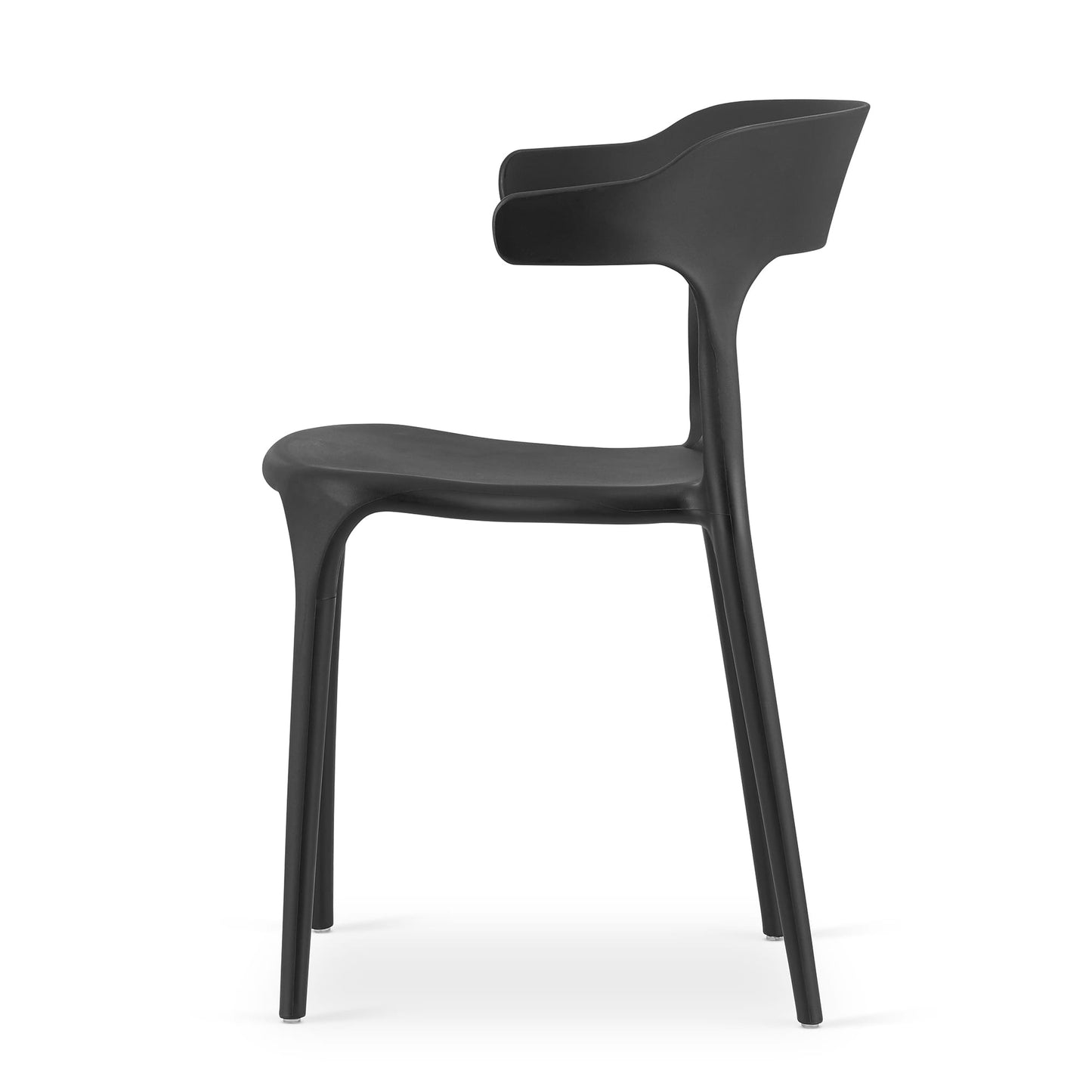 Chaise de salle à manger, chaise de cuisine, chaise de bureau, matériau du siège en polypropylène durable, adapté au salon, au bureau, à la cuisine et à la salle à manger, charge de siège de 120 kg, siège noir confortable, pieds noirs