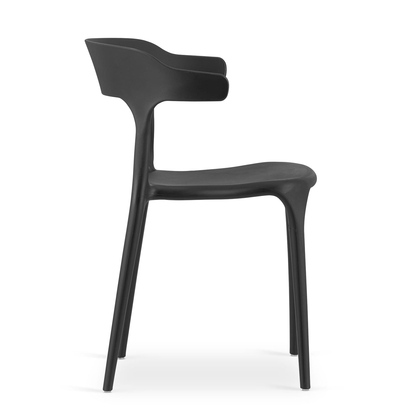 Chaise de salle à manger, chaise de cuisine, chaise de bureau, matériau du siège en polypropylène durable, adapté au salon, au bureau, à la cuisine et à la salle à manger, charge de siège de 120 kg, siège noir confortable, pieds noirs