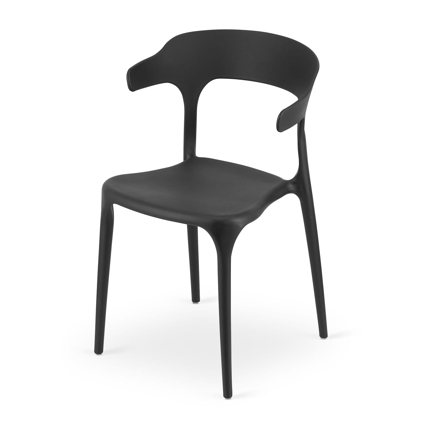 Chaise de salle à manger, chaise de cuisine, chaise de bureau, matériau du siège en polypropylène durable, adapté au salon, au bureau, à la cuisine et à la salle à manger, charge de siège de 120 kg, siège noir confortable, pieds noirs