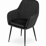 Esszimmerstuhl Küchenstuhl Bürostuhl Stuhl Sitzmaterial aus Samt mit schwarzen Metallbeinen, 120 kg Sitzlast Bequem Home Office Stuhl, schwarze Beine