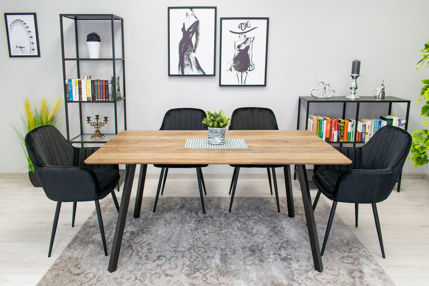 Chaise de salle à manger, chaise de cuisine, chaise de bureau, siège en velours avec pieds en métal noir, charge de siège de 120 kg, chaise de bureau confortable, pieds noirs