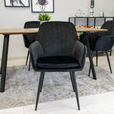 Esszimmerstuhl Küchenstuhl Bürostuhl Stuhl Sitzmaterial aus Samt mit schwarzen Metallbeinen, 120 kg Sitzlast Bequem Home Office Stuhl, schwarze Beine