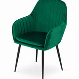 Esszimmerstuhl Küchenstuhl Bürostuhl Stuhl Sitzmaterial aus Samt mit schwarzen Metallbeinen, 120 kg Sitzlast Bequem Home Office Stuhl, schwarze Beine