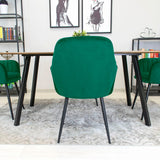 Esszimmerstuhl Küchenstuhl Bürostuhl Stuhl Sitzmaterial aus Samt mit schwarzen Metallbeinen, 120 kg Sitzlast Bequem Home Office Stuhl, schwarze Beine