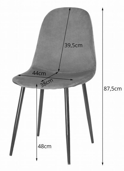 Esszimmerstuhl Küchenstuhl Bürostuhl Stuhl Sitzmaterial aus Samt mit schwarzen Metallbeinen, 120 kg Sitzlast, Bequem Home Office Stuhl, schwarze Beine