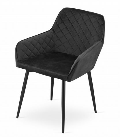 Chaise de salle à manger, chaise de cuisine, chaise de bureau, chaise ergonomique, rembourrée en velours, parfaite pour le salon, le bureau, la chambre ou la salle à manger, charge maximale 120 kg pieds en métal noir