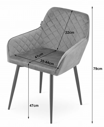 Chaise de salle à manger, chaise de cuisine, chaise de bureau, chaise ergonomique, rembourrée en velours, parfaite pour le salon, le bureau, la chambre ou la salle à manger, charge maximale 120 kg pieds en métal noir