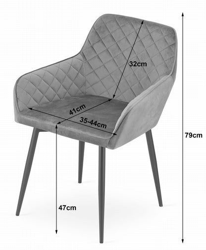 Chaise de salle à manger, chaise de cuisine, chaise de bureau, chaise ergonomique, rembourrée en velours, parfaite pour le salon, le bureau, la chambre ou la salle à manger, charge maximale 120 kg pieds en métal noir