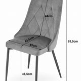 Chaise de salle à manger, chaise de cuisine, chaise de bureau, pieds rembourrés et en métal, parfaite pour le salon, le bureau à domicile, le bureau et la chambre, charge maximale 120 kg