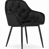 Chaise de salle à manger avec dossier et accoudoirs, chaise rembourrée, tissu velours avec pieds en métal, bureau salon, charge d'assise 120 kg, 55,5 x 61 x 81 cm