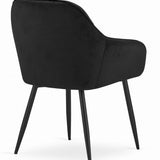 Chaise de salle à manger avec dossier et accoudoirs, chaise rembourrée, tissu velours avec pieds en métal, bureau salon, charge d'assise 120 kg, 55,5 x 61 x 81 cm