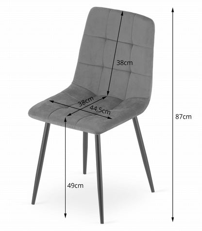 Esszimmerstuhl Wohnzimmerstuhl Stuhl mit Velourssitz und schwarzen Metallbeinen, ideal für Wohnzimmer, Büro, Arbeitszimmer und Schlafzimmer 120 kg Belastbarkeit