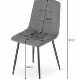 Esszimmerstuhl Wohnzimmerstuhl Stuhl mit Velourssitz und schwarzen Metallbeinen, ideal für Wohnzimmer, Büro, Arbeitszimmer und Schlafzimmer 120 kg Belastbarkeit