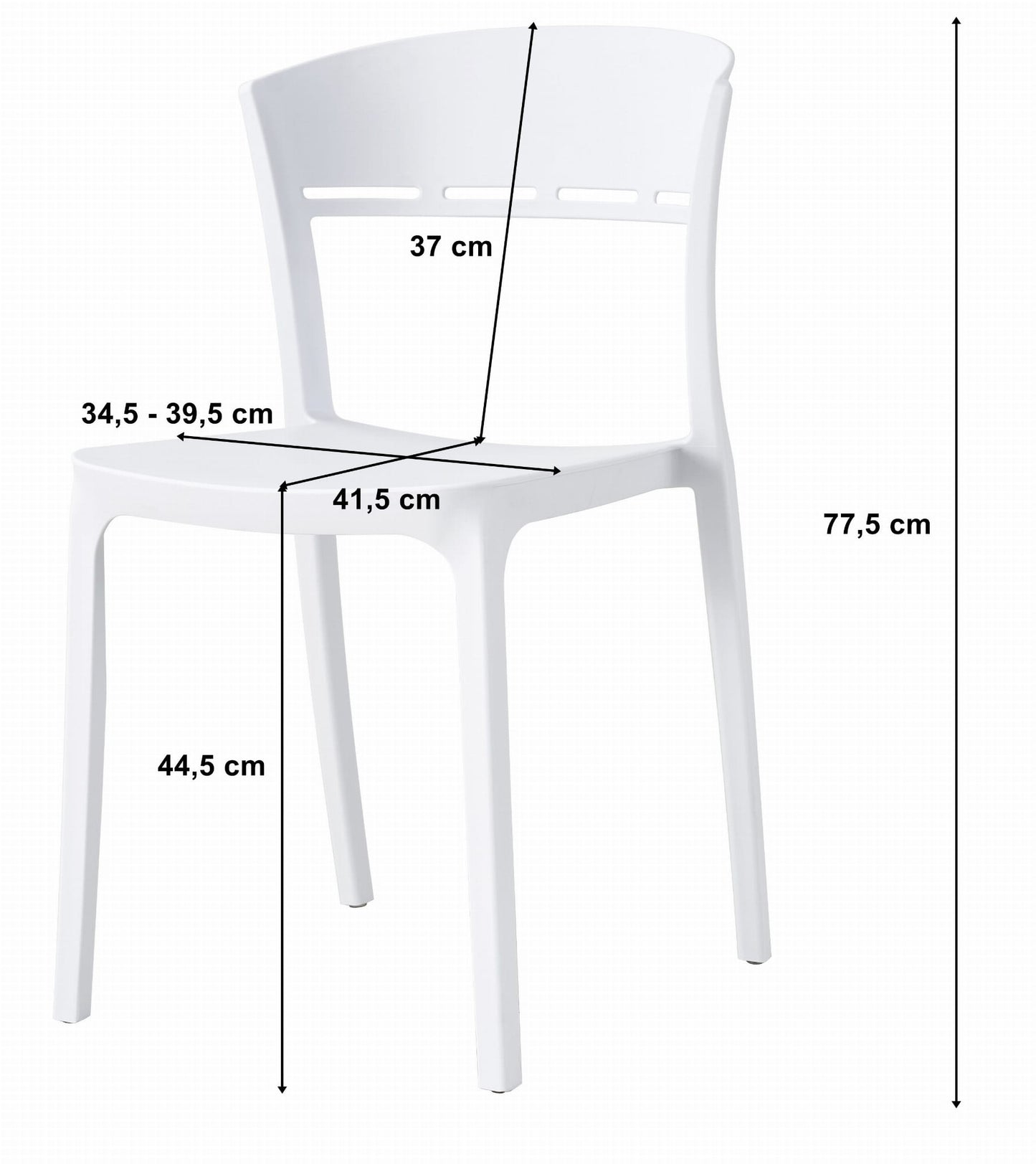 Chaise de salle à manger chaise de cuisine en noir, idéale pour le salon, le bureau, la cuisine et la salle à manger - haute durabilité et fonctionnalité, matériau polypropylène, charge maximale 110 kg