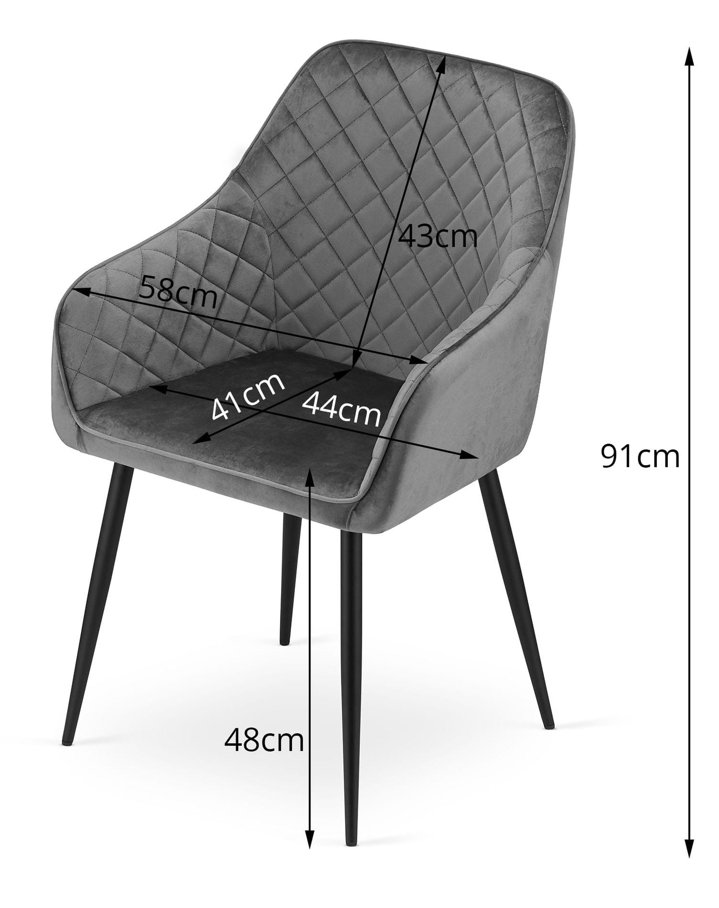 Chaise rembourrée, chaise de salle à manger, chaise de salon - idéale pour le salon, le bureau, la chambre, la salle à manger ou la salle d'attente - solution d'assise durable et confortable - pieds noirs