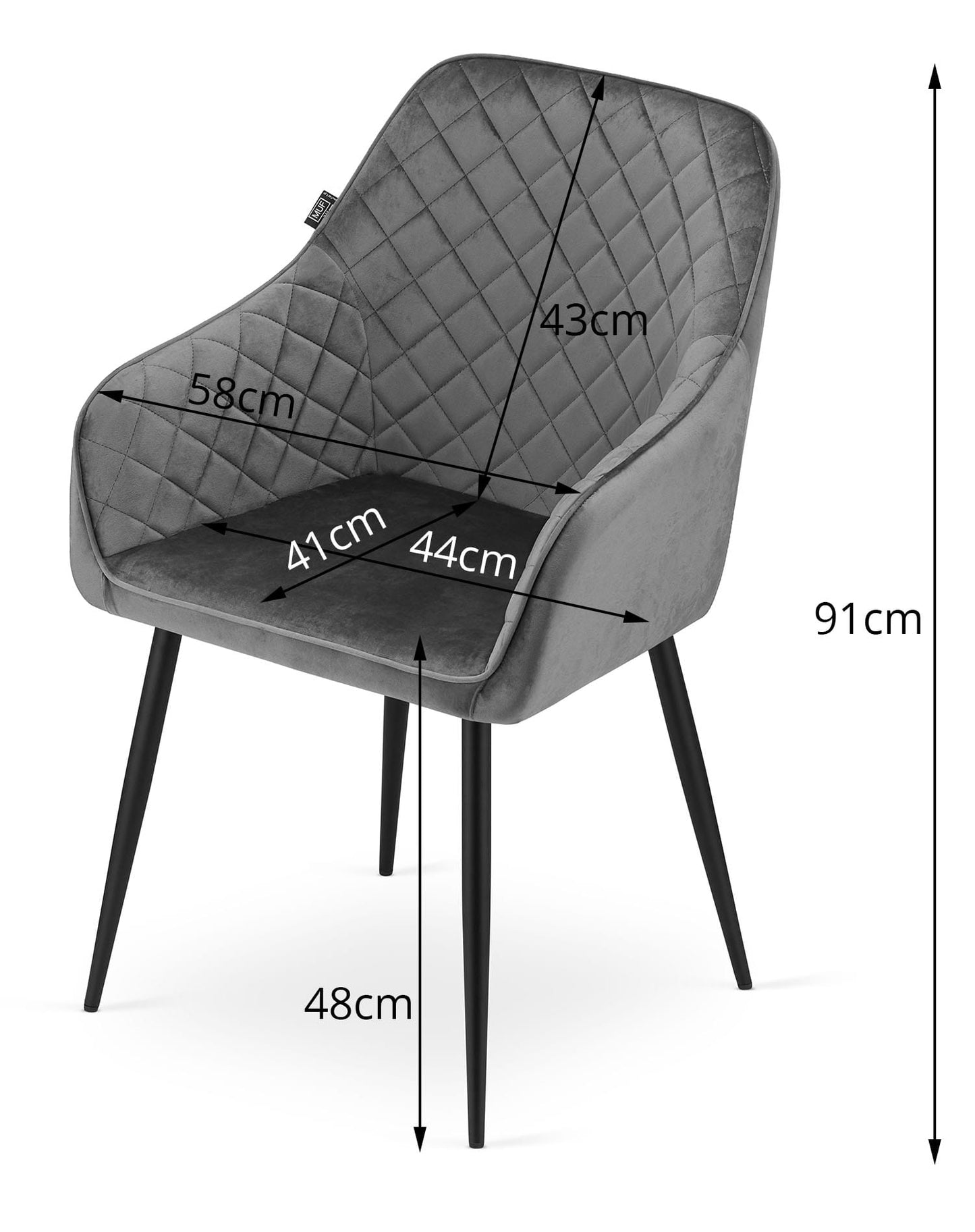 Chaise rembourrée, chaise de salle à manger, chaise de salon - idéale pour le salon, le bureau, la chambre, la salle à manger ou la salle d'attente - solution d'assise durable et confortable - pieds noirs