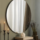 Miroir rond - 80 cm de diamètre, design minimaliste, parfait pour salle de bain, couloir, salon - Qualité durable, facile à accrocher avec les vis fournies