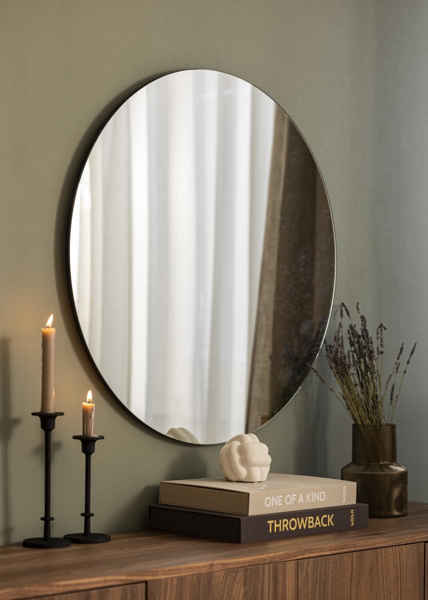 Miroir rond - 80 cm de diamètre, design minimaliste, parfait pour salle de bain, couloir, salon - Qualité durable, facile à accrocher avec les vis fournies