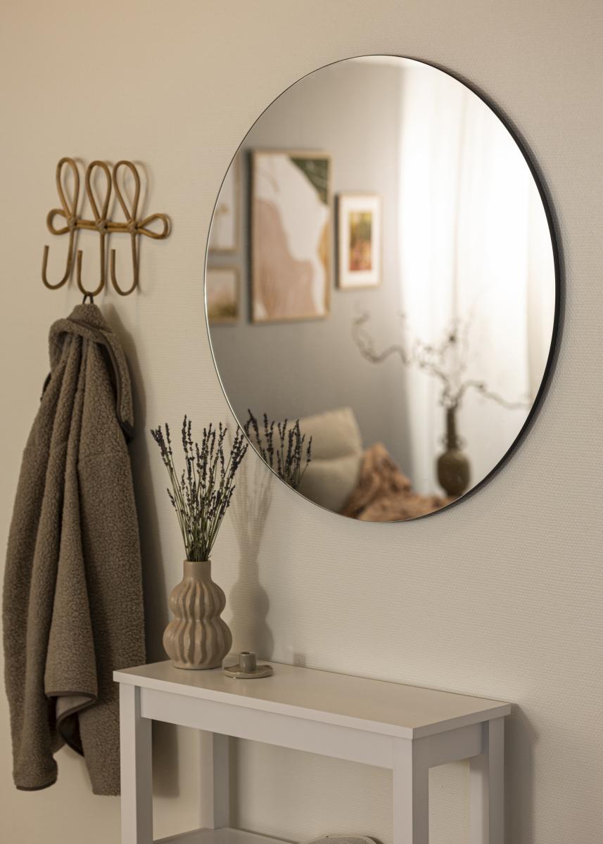 Miroir rond - 80 cm de diamètre, design minimaliste, parfait pour salle de bain, couloir, salon - Qualité durable, facile à accrocher avec les vis fournies