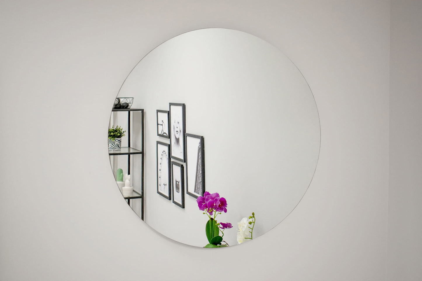 Miroir rond - 80 cm de diamètre, design minimaliste, parfait pour salle de bain, couloir, salon - Qualité durable, facile à accrocher avec les vis fournies