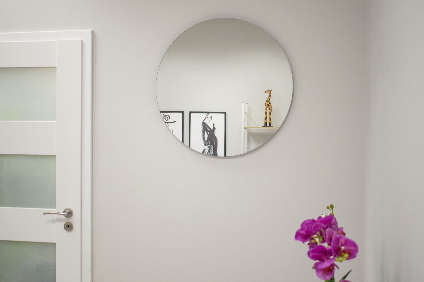 Miroir rond - 80 cm de diamètre, design minimaliste, parfait pour salle de bain, couloir, salon - Qualité durable, facile à accrocher avec les vis fournies