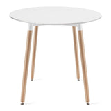 Table de salle à manger Table à manger ronde blanche avec pieds en hêtre naturel, diamètre 60 &amp; 80 cm - Design moderne et ergonomique pour cuisine, salle à manger, salon - Panneau MDF résistant